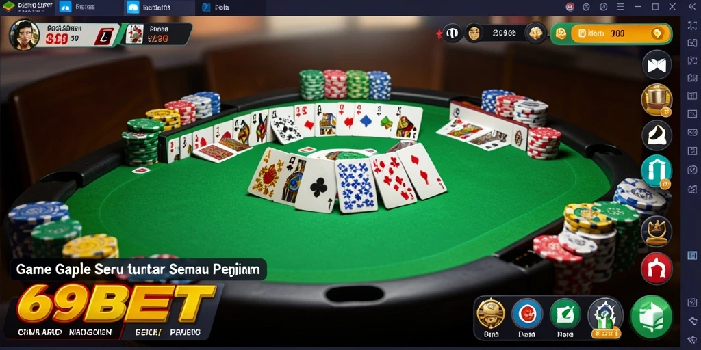 Tampilan gameplay Gaple yang seru dan interaktif di 69BET.