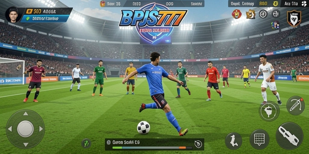 Tampilan gameplay menarik dari BPJS777 dengan aksi sepak bola seru.