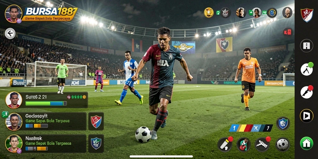 Tampilan gameplay menarik di BURSA188 dengan aksi sepak bola seru.