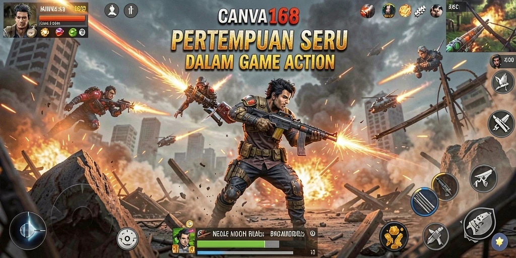 Tangkapan layar menunjukkan pertarungan seru dalam game Action.