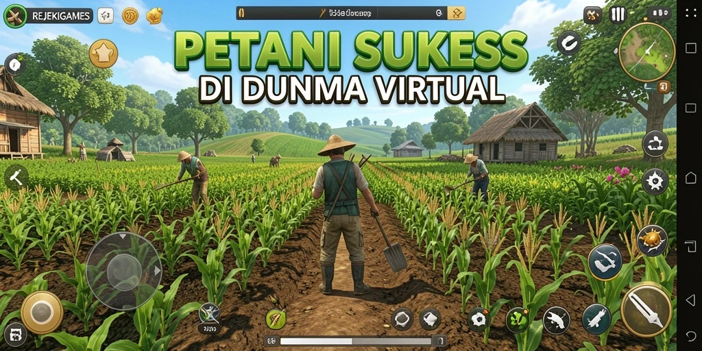 Gameplay seru bertani di REJEKIGAMES dengan tanaman yang subur.