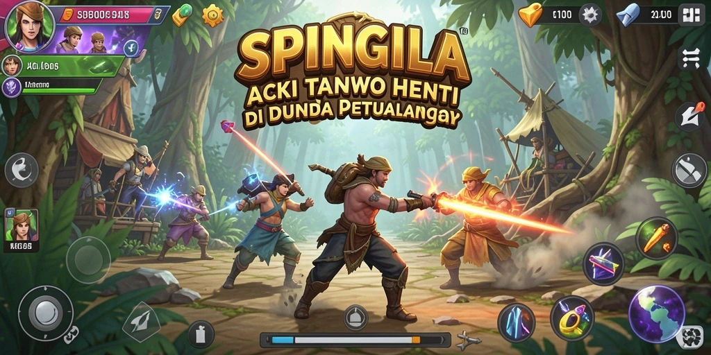 Tampilan utama gameplay SPINGILA yang penuh aksi.