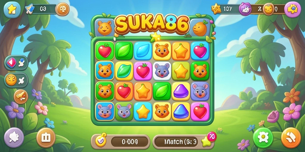 Gameplay seru mencocokkan item di SUKA86.