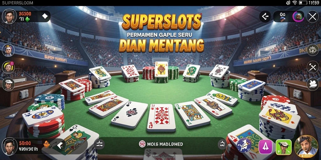 Tampilan menarik dari gameplay Gaple di SUPERSLOTS.